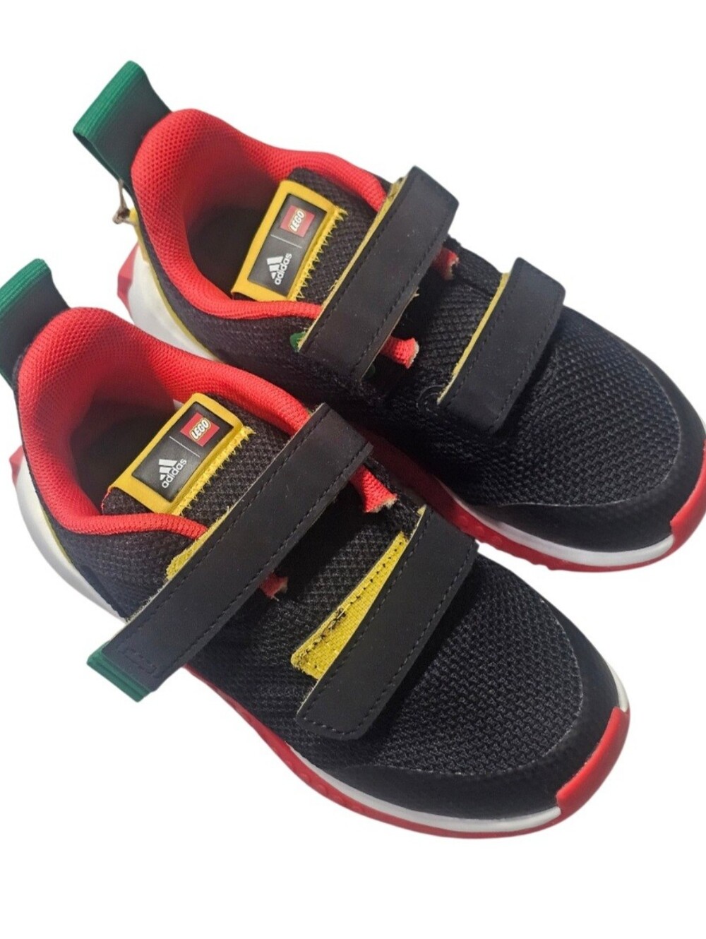 adidas Kids Black, Red & Yellow Strap Sneakers 10k New With Tags Y
